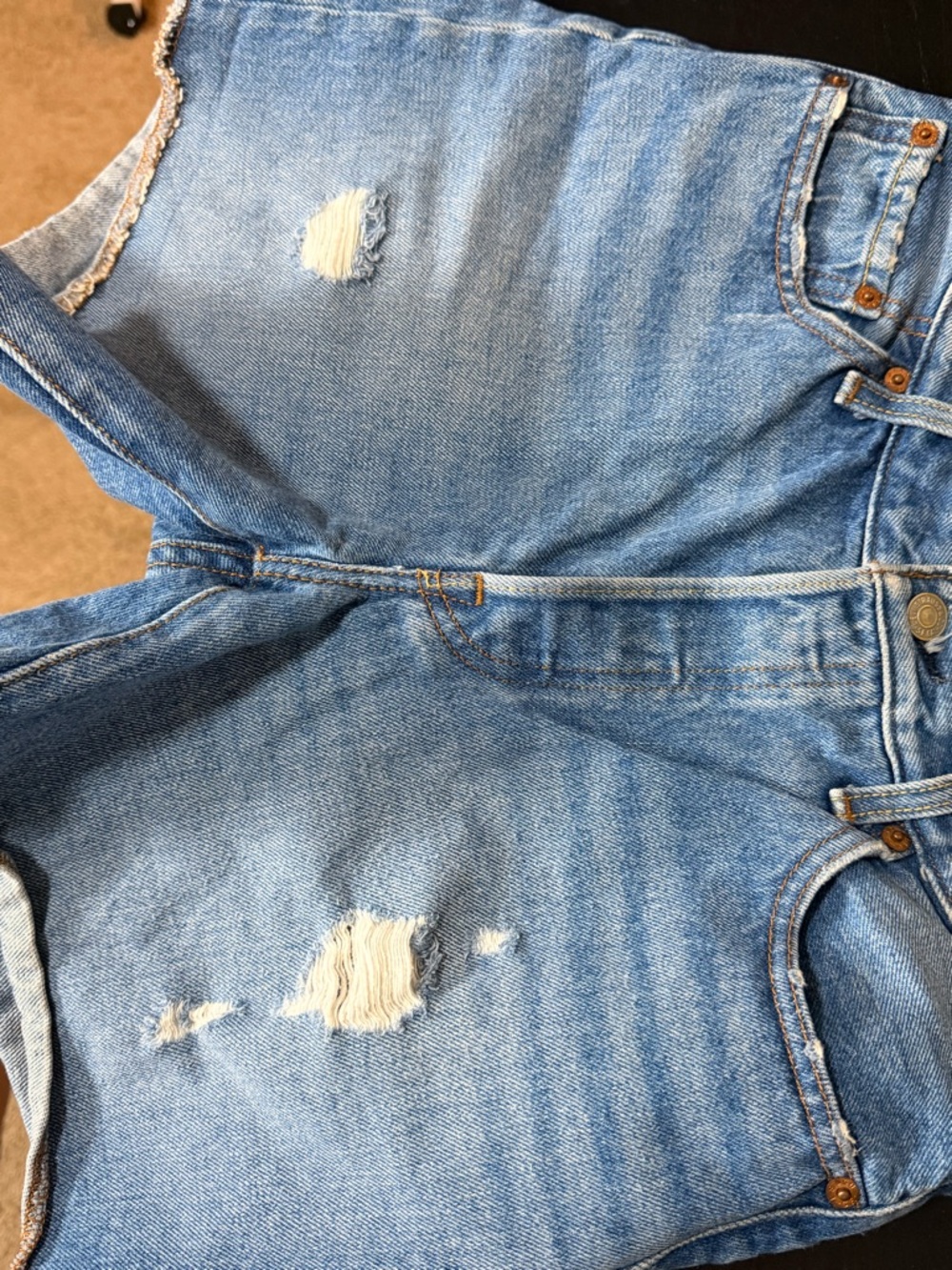 Levi's Blue Distressed High-Rise Jean Shorts - Picture 5 of 5